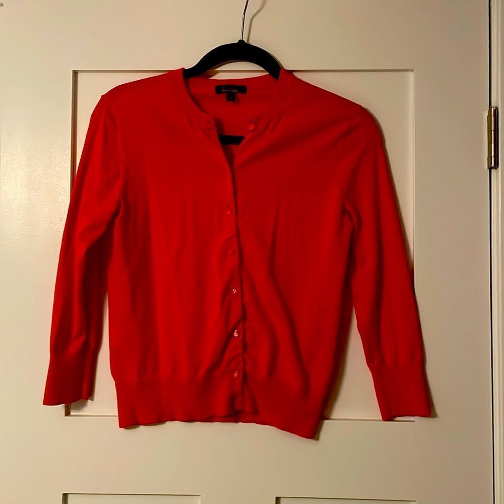 J Crew Bright Red Cardigan size small